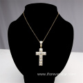 Hip hop cubic zirconia gold plated cross pendant